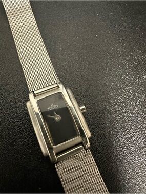 Skagen Silver Mesh Watch with Black Dial